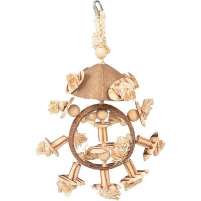 Duvoplus - Speelgoed Voor Dieren - Vogel - Coconut Jungle Ring Met Houtblokjes & Sisal 38x25,5x13cm Bruin - 1st