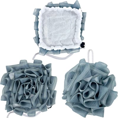 Verfrissende 2-in-1 Bad Spons en Douche Puff - Loofah Scrubbers voor Grondige Reiniging en Lichaamsverzorging voor Mannen en Vrouwen (Blauw)