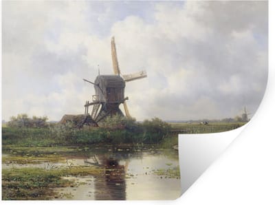 Muurstickers - Sticker Folie - Molen - Willem Roelofs - Oude meesters - Kunst - 40x30 cm - Plakfolie - Muurstickers Kinderkamer - Zelfklevend Behang - Zelfklevend behangpapier - Stickerfolie
