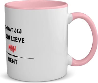 Akyol - omdat jij mijn lieve man bent koffiemok - theemok - roze - Vriend/vriendin - de liefste man - valentijnsdag - verjaardag - cadeautje voor vriendje - kado - geschenk - 350 ML inhoud