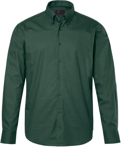 JP 1880 - Heren - Overhemd lange mouwen minimalistische print buttondown kraag - Bosgroen - Maat 7XL