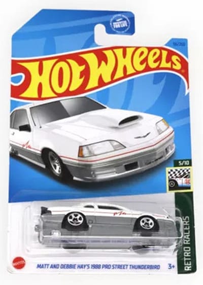 HOT WHEELS Matt and Debbie Hay's 1988 Pro Street Thunderbird 56/250 RETRO RACERS 5/10 2023