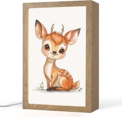 Nachtlampje 20x30 cm - Kinder lampje - Hert - Baby - Dieren - Tafellamp kinderkamer - Slaapkamer lamp - Bedlamp kinderen - Kinderlampje stopcontact - Wandlamp babykamer - Nachtlampjes