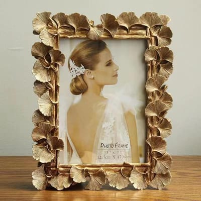 Dailygoods- Fotolijst Vintage 5x7 Inch - Antieke Fotolijst - Hars Gouden Frame - Desktop/Wall Mount - Perfect Cadeau - Hoogwaardige Kwaliteit - Foto Lijst