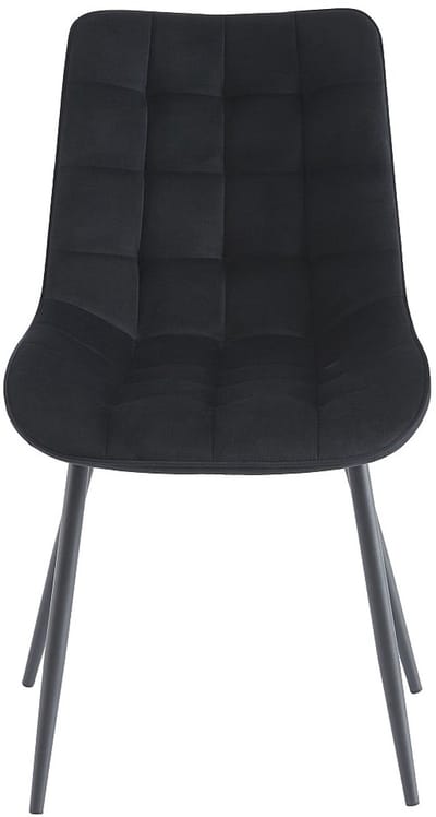 Vente-unique Set van 2 gestoffeerde stoelen - Velours en zwart metaal - Zwart - OLLUA