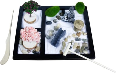 Zen Tuin Set - Meditatie Tafel - Ontspanning Thuis - Inclusief Accessoires - 216 cm - Wit