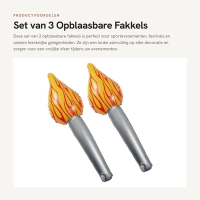 Dailygoods - Set van 3 Opblaasbare Fakkels voor Sportevenementen en Feesten