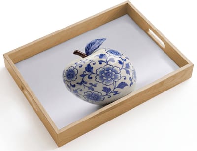 Dienblad hout 40x30 cm - Schootdienblad - Appel - Blauw - Klassiek - Borrelplank rechthoek - Plateau dienbladen