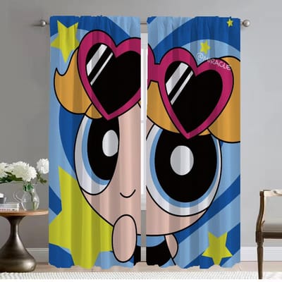 PowerPuff Girls Huis Interieur Gordijnen 2 Stuks Scheidingsgordijn Tule voor Slaapkamer Raamgordijn Elegant Kamergordijn Shades Woonkamer W50xH70cmx2pcs-CL pink