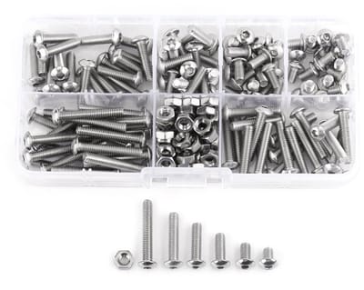 Complete Set van 170 Stuks M4 RVS SS304 Zeskant Hoofd Bouten en Moeren Assortiment voor Diverse Toepassingen