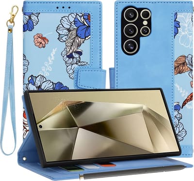 Hoesje geschikt voor Samsung Galaxy S24 Ultra - Techsuit FlipCraft Book Wallet Case met koord - Vibrant Blue