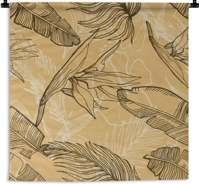 Wandkleed - Wanddoek - Bladeren - Zomer - Tropisch - Hawaii - 90x90 cm - Wandtapijt