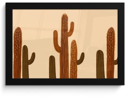Poster in lijst - Fotolijst 30x20 cm - Posters - Cactus - Woestijn - Zand - Bruin - Posterlijst zwart - Decoratie - Wanddecoratie woonkamer - Muurdecoratie slaapkamer