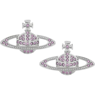 Vivienne Westwood Saturnus Kristallen Oorbellen Dames Oorbellen Zilver Lavendel 62020033-02P491 Basic Packaging-Dust Bag+Box white