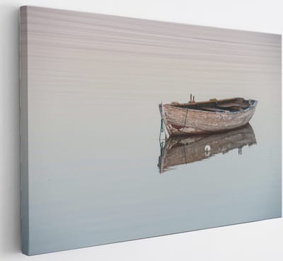 Saammp Canvas Schilderij - Eenzame boot- Abstract - 30x20 - Foto op canvas - Wanddecoratie - Muurdecoratie Woonkamer - Slaapkamer decoratie - Canvas Print