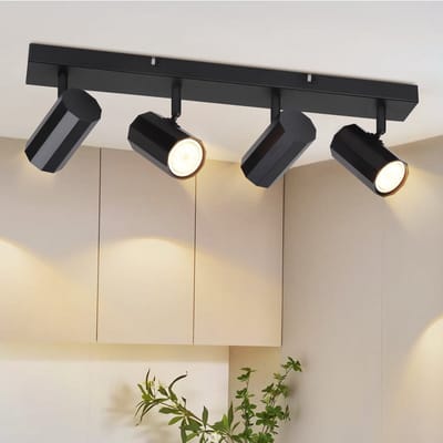 NETTLIFE Opbouwspot - 4-Lichts - zeshoekig - Plafondspot - Zwart - GU10 Fitting - 350° draaibar - Vintage Plafondlamp - voor Woonkamer | Slaafkamer | Gang | Keuken - Max.25W-excl. lichtbron