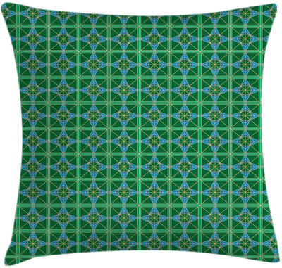 ABAKUHAUS Geometrische Kussenhoes – Diagonale Vierkanten – 40x40 cm – Zeegroen