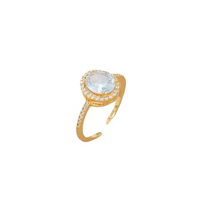 WeLoveSilver - damesring - goudkleurig - cubic zirkonia - chirurgisch staal