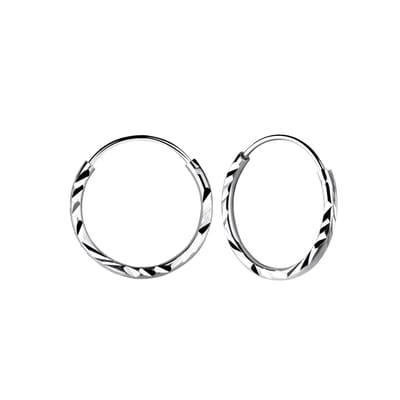 Joy|S - Zilveren oorringen 14 mm - diamond cut