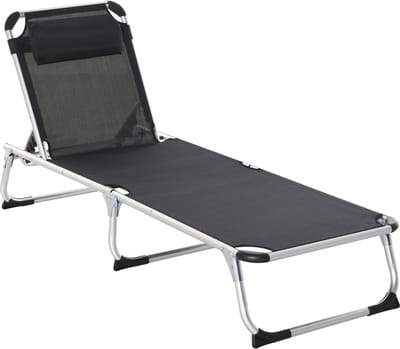 Ligbed - Tuin - Zonnebed - Ligstoel - Loungebed - Weerbestendig - Verstelbaar - Buiten - Opklapbaar - Zwart