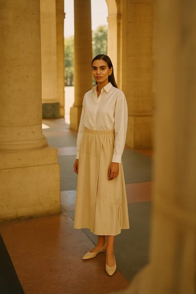 Touché Privé - Rok met rimpeldetails - Stone - Dames