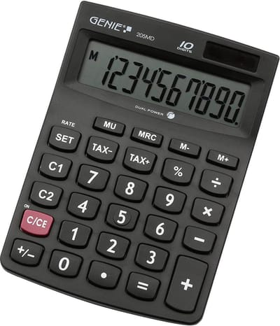 Desktop Rekenmachine - Zakelijke Calculator - Dagelijkse Berekeningen - Dubbele Energiebron - Jumbo Display - Zwart