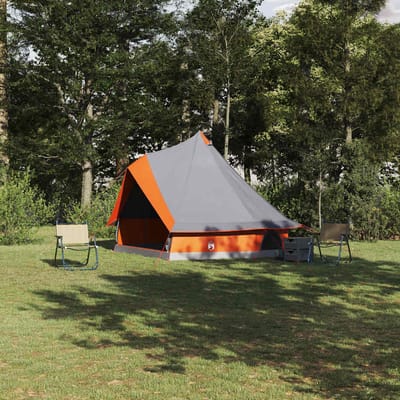 vidaXL Tipi Tent met dak Grijs en Oranje 400 x 346 x 250 cm taft
