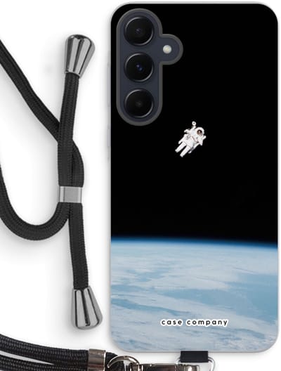 Case Company® - Hoesje met koord geschikt voor Samsung Galaxy A55 hoesje met Koord - Alone in Space - Telefoonhoesje met Zwart Koord - Bescherming aan alle Kanten en Over de Schermrand