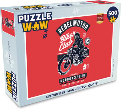 Puzzel Motorfiets - Man - Retro - Quote - Legpuzzel - Puzzel 500 stukjes