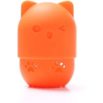 Violet Doux Silicone Cosmétique Éponge Mélangeur Boîte Support Beauté Poudre Houppette Mélangeur Support Éponge Maquillage Œuf Étui de Séchage Portable orange