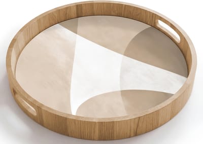 Dienblad rond 40x40 cm - Schootdienblad hout - Vloeiende vlakken - Harmonieus - Golvend - Borrelplank rechthoek - Plateau houten dienbladen