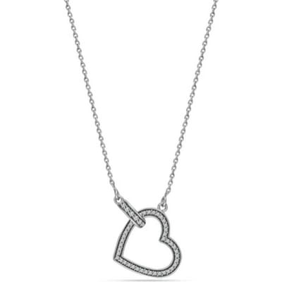 Damesketting, Scheve Hart, 925 Sterling Zilver BICLL027