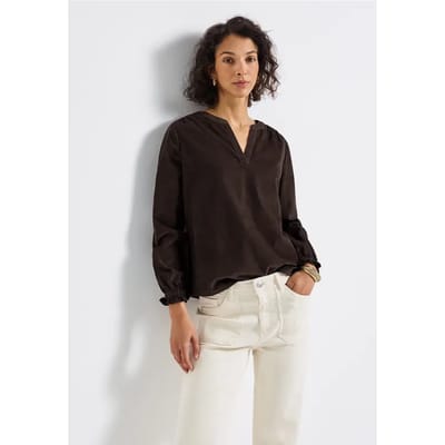 Corduroy blouse met ruches