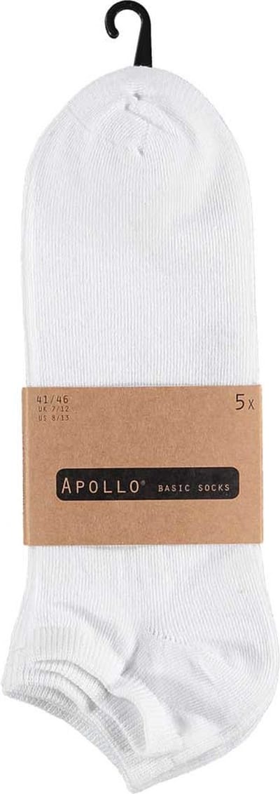 Apollo witte heren sneakersokken/enkelsokken - maat 41-46 - 5x paar - katoen