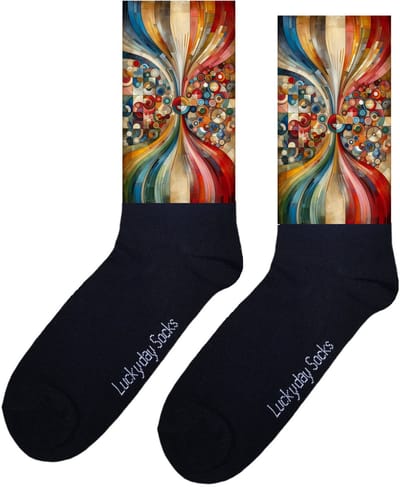 Geometrisch - Valentijns Cadeau - Fantasie sokken - Grappige sokken - Leuke sokken - Hem Haar sokken - Vrolijke sokken - Sint cadeau - Vaderdag - Moederdag - Verjaardag cadeau - Kerst cadeau - Leuk Cadeau - Zandloper - Socks maken Happy - 37-44