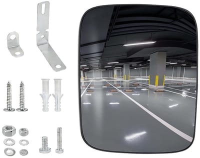 Convex verkeersspiegel voor buiten, verstelbare brede kijkhoek, 16 x 19 cm, veilig parkeren, verkeersveiligheid, ideaal voor wegen en parkeerplaatsen