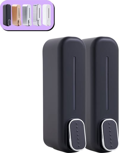 K&G® Shampoo Dispenser - Zeepdispenser - Soap Dispenser - Zeeppompje - 350 ml per Reservoir - Wandmontage - Zwart - 2 Reservoirs