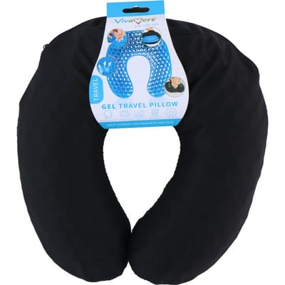 Vivamore Reiskussen - Nekkussen Vliegtuig - Travel Pillow met Verkoelende Gel - Zwart