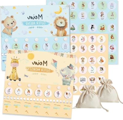 Ochtend- en avondroutine voor kinderen - Dieren dagplanner (DIN A4) met checklist en vouwsluiting voor een gestructureerde dag