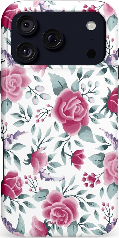 Casetastic hoesje geschikt voor Apple iPhone 17 Pro Max - MagSafe - Dubbellaagse bescherming - Paarse Bloem Pracht - Fashion Case - Wit Lichtgrijs Lichtroze Lila