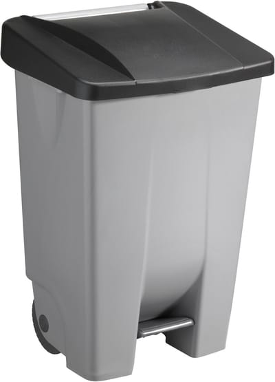 Sunware Afvalcontainer/rolemmer - pedaalemmer Basic - zwart - 80 liter - 19 x 41 x 75 cm - huis/tuin afval scheiden