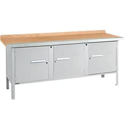Box-type werkbank Schäfer Shop Select PW 200-3, beuken multiplex blad, met stalen rand, tot 750 kg, B 2000 x D 700 x H 840 mm, blank aluminium