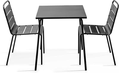 Tuintafel met stoelen - Balkonset buiten - Buiten eten - Gepoedercoat staal - 70x70x72 cm - Grijs