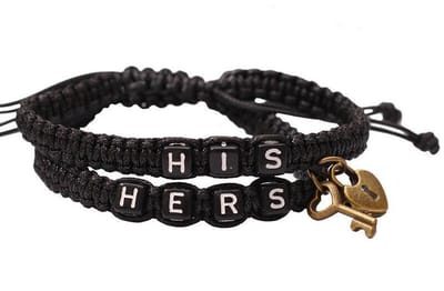His & Hers Armband Set voor Hem en Haar - Hartje - Zwart / Zwart - Romantisch Liefdes Cadeau - Valentijnsdag - Valentijn Cadeautje voor Mannen