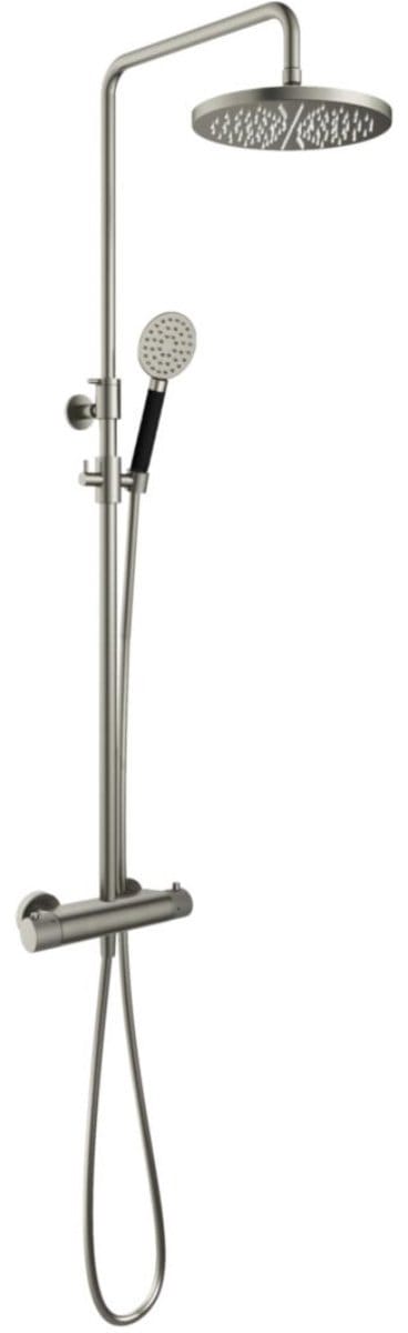 Hotbath Cobber X - Stortdoucheset - 300 mm Hoofddouche - 360 mm Hartafstand - Glijstang - Rond Model Handdouche - Geborsteld Nikkel - Opbouw - 1/2 Inch Aansluiting