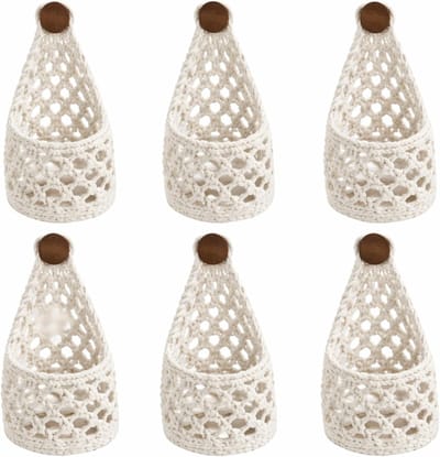 VHV - Plantenhanger - Macramé plantenhanger - Wanddecoratie - Set van 6 - Wandhouder - Voor binnen en woonkamer - Exclusief potten - 24*13cm - Wit