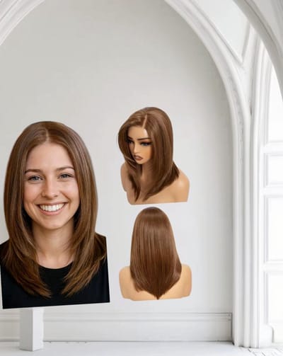 Biologisch Synthetische Haar Pruik – Chocolade #4 – Hittebestendig – 18 inch (45 cm) – Front Lace 13x4 – Luxe Steile Pruik voor Dames – Natuurlijke Look- Frazimashop