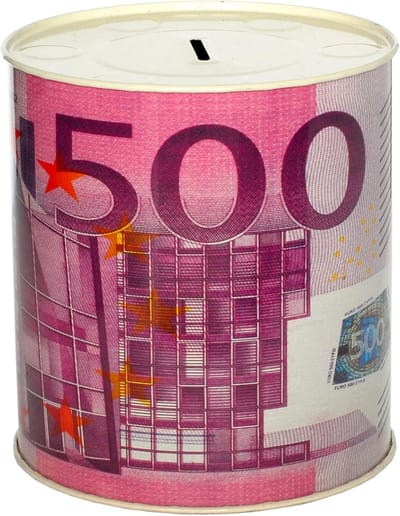 Spaarpot Metaal - Geldkistje Blik - Geld Bewaren - Niet Openklapbaar - 14 x 13 cm - Beige