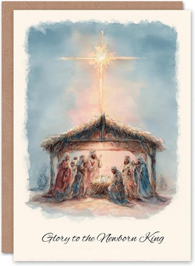 Kerstkaart Geboorte Jezus Koninklijke Watercolor Mooie Wenskaart