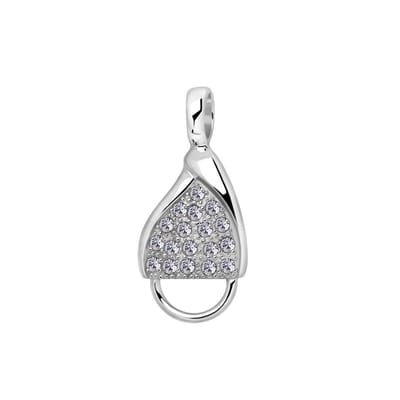 Quiges – 925 - Zilver – Charm - Bedel - Hanger - Carrier Blad met Zirkonia - met – sterling - zilver - karabijnslot - geschikt - voor - Bedelarmband HC380